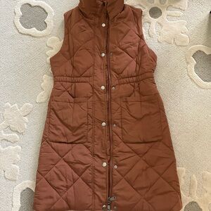Brown Quilted Sleeveless Vest